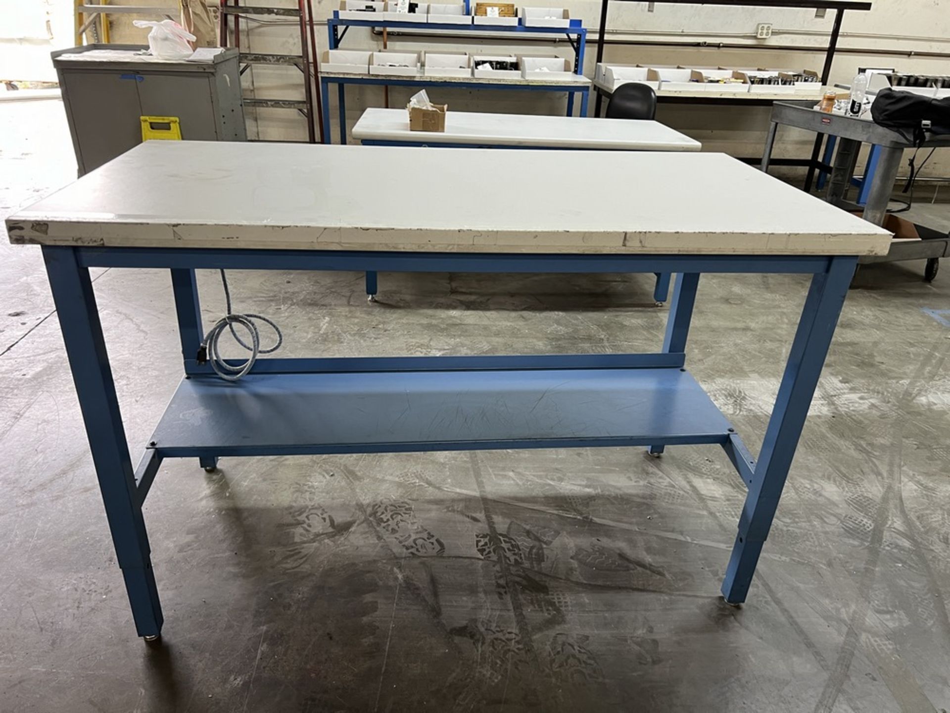 Global Industrial Adjustable Work Table With Power Strip 60" x 30" x 30"