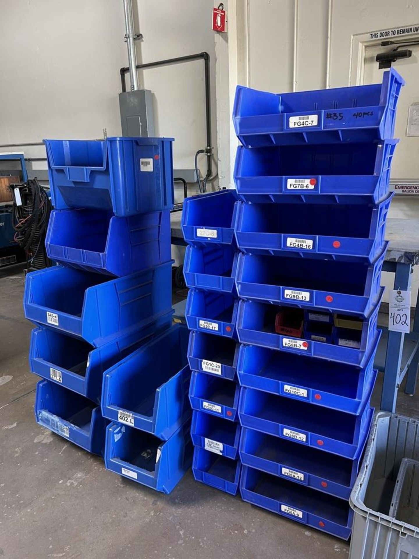 Various Size Blue Plastic Organizing Bins