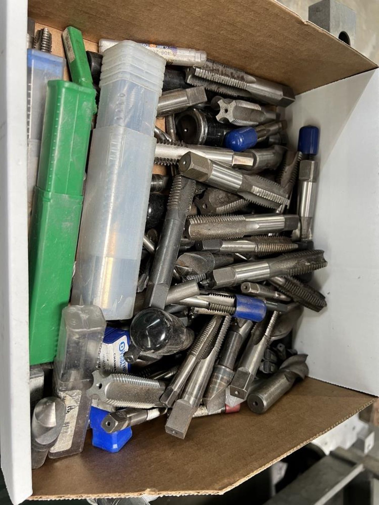 Box of Various Loose Tooling Taps, End Mills & Others