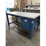 Z Tier Global Industrial Adjustable Work Table With Cabinet & Power Adapters 60" x 30" x 30"