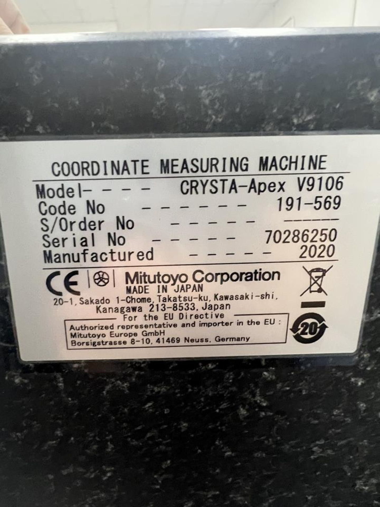 2020 Mitutoyo CRYSTA-Apex V9106 Smart Measuring System Renishaw PH10MQ Touch Probe System With - Image 18 of 25