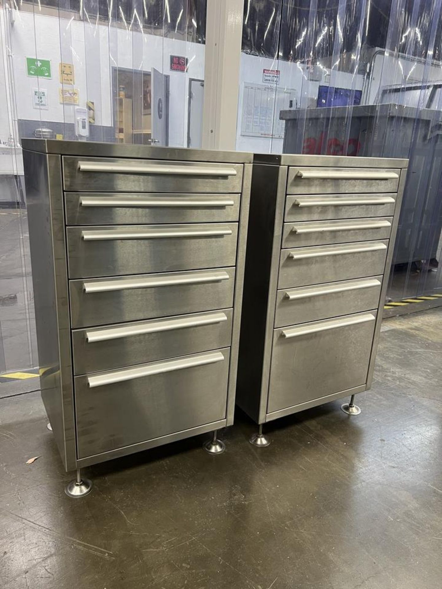 (2) Stainless Steel 6 Drawer Cabinets 21" x 17" x 38"