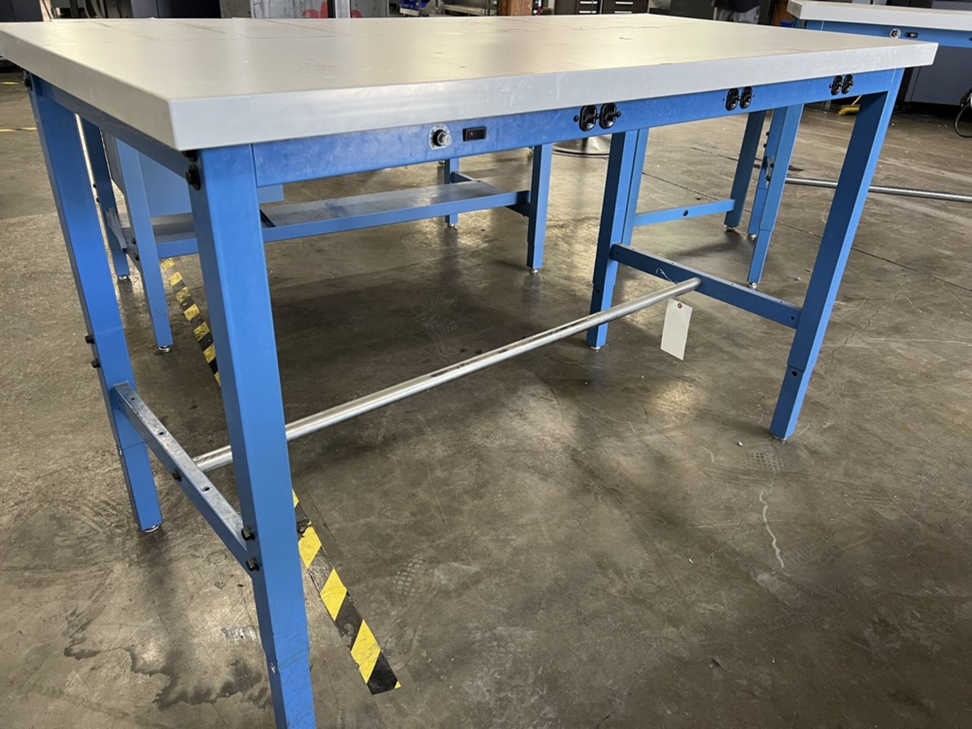 Global Industrial Adjustable Shop Table 60" x 30" x 38" With Built In Power Strip - Image 3 of 4