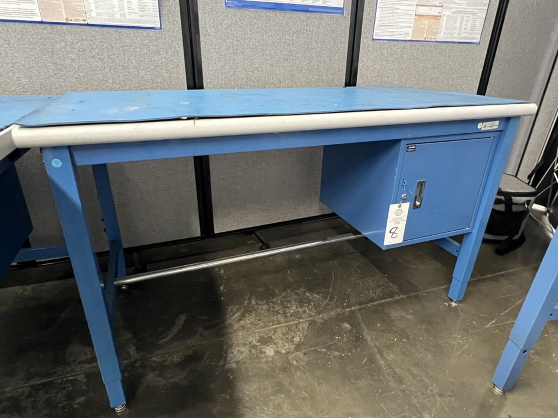 Heavy Duty Global Industrial Work Table With Cabinet and Power Supply 5' x 30" x 36"
