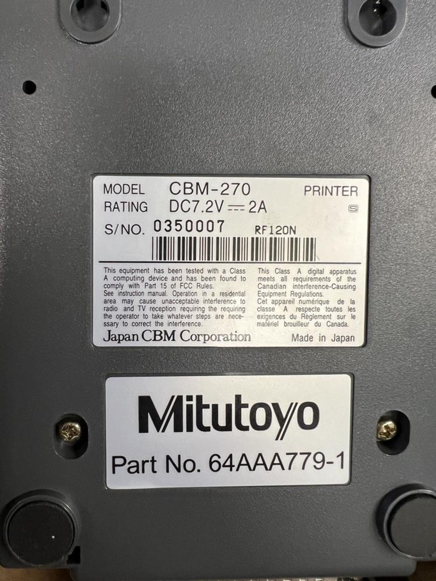 Mitutoyo CBM-270 Portable Thermal Line Printer - Image 3 of 5