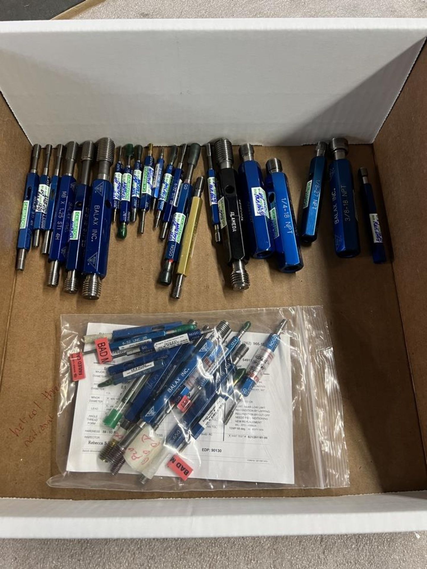 Box of Various Size Helicoil & National Pipe Thread Gages