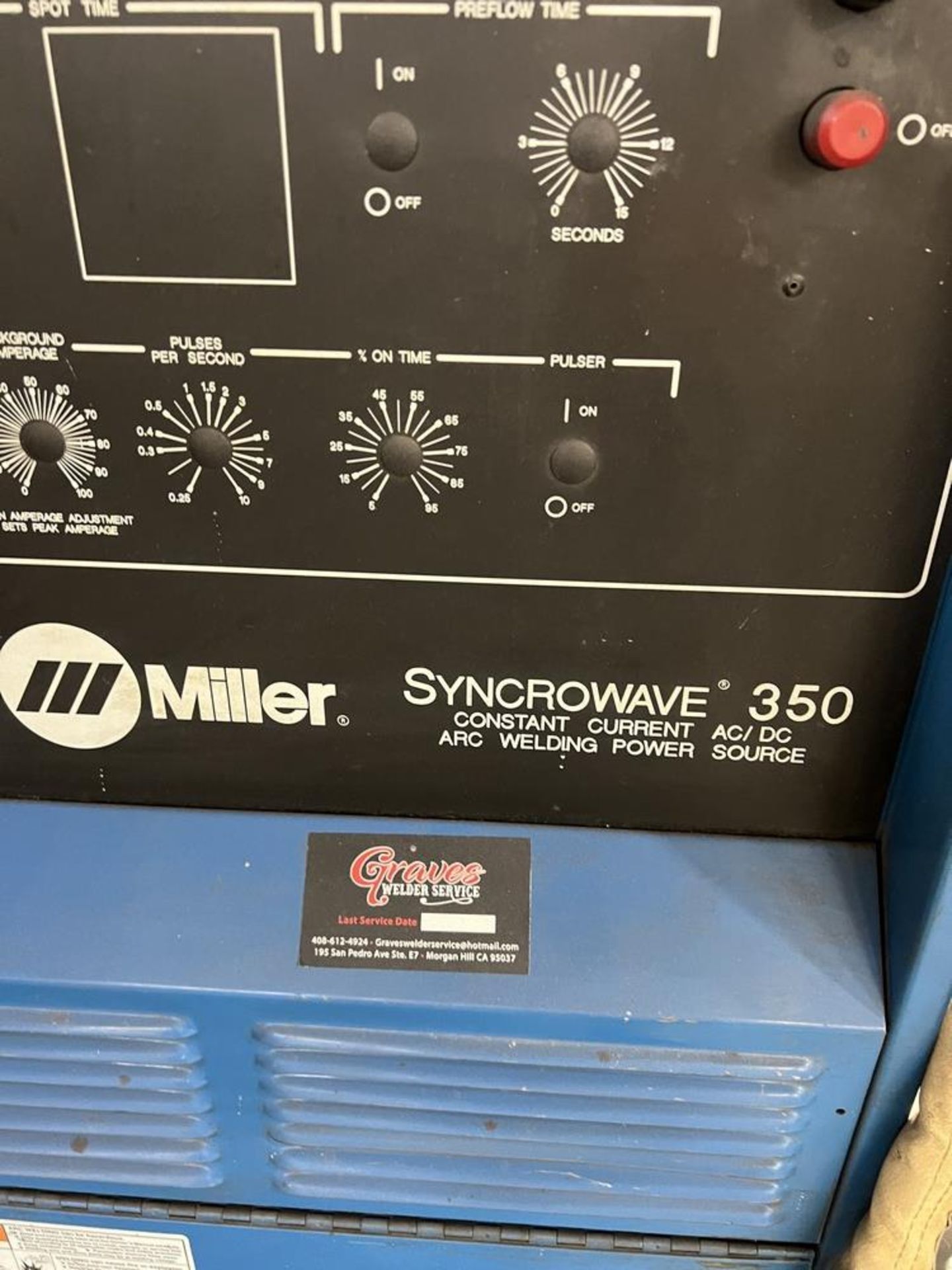 Miller Syncrowave 350 With Chiller & Welding Gun & Foot Pedal - Image 2 of 10