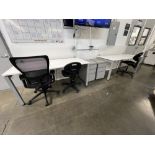 22" x 16" x 22" Filing Cabinets & Stainless Steel Grey Cocktail Table, (2) Office Desks & (2) Grey