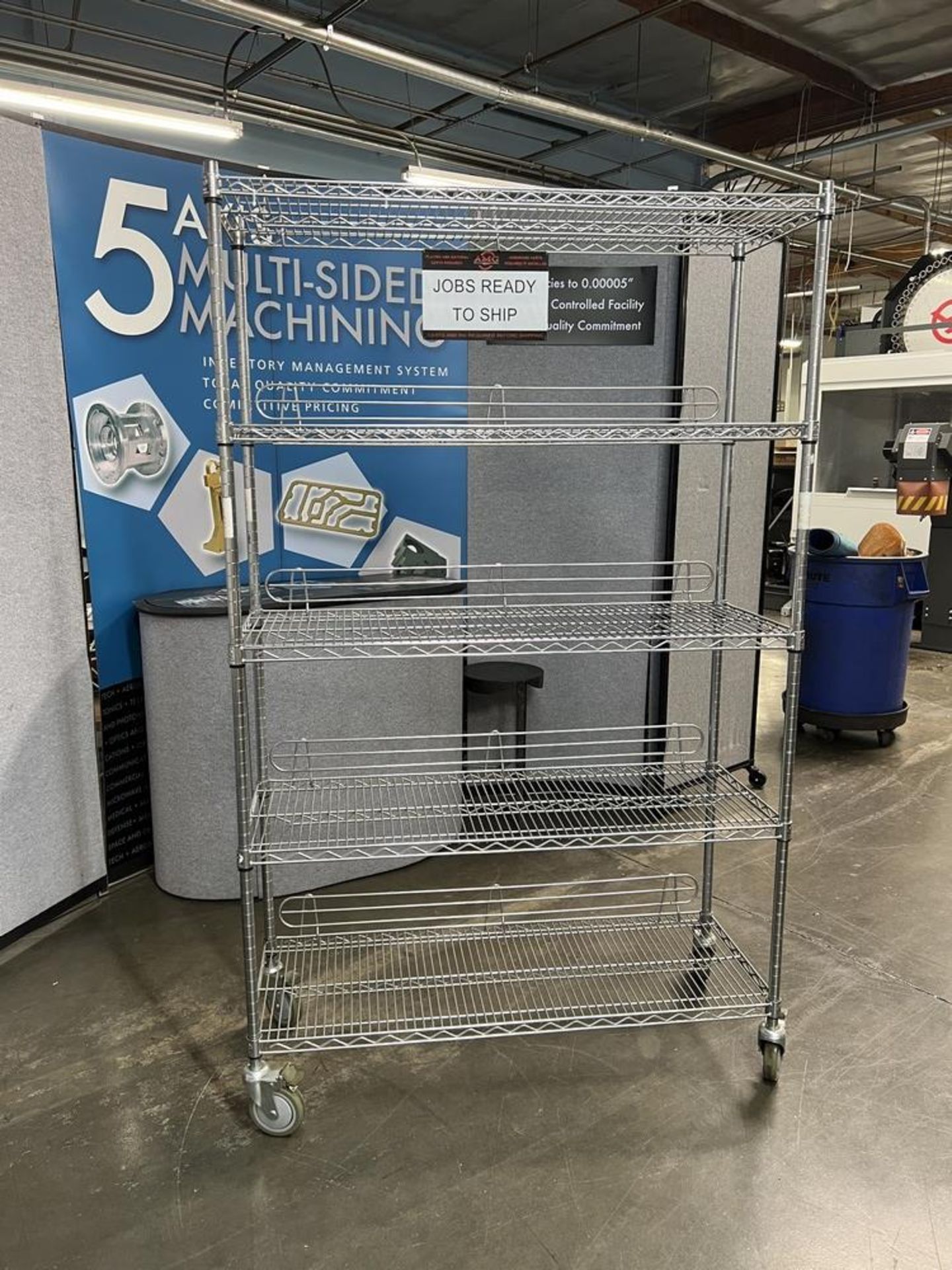 5 Tier Metal Rolling Shop Rack 47" x 18" x 77"