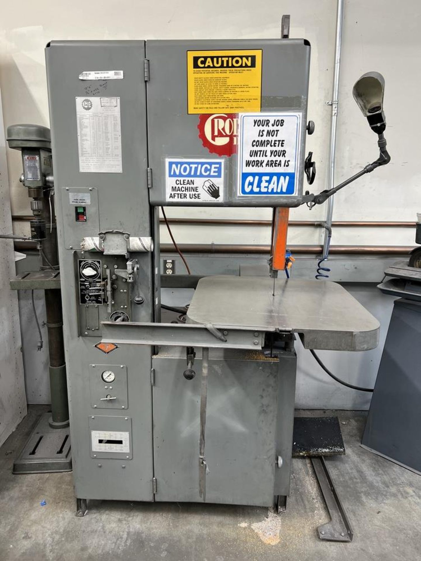 1972 Grob Inc Band Saw Model 4V-18, SN 1504, Saw Blade 12'6" x 1/2" x .025" With Extra Blade