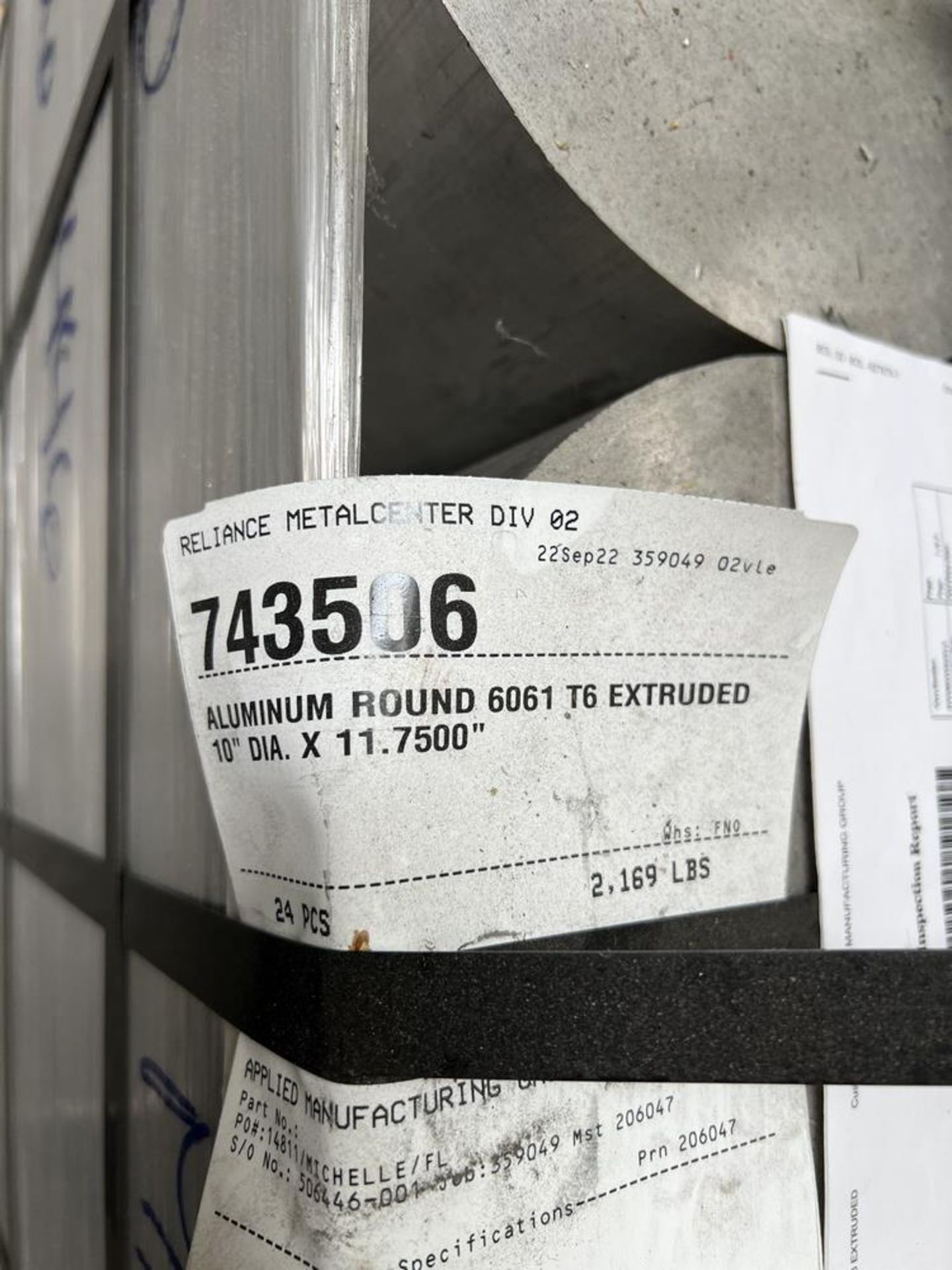 (24) Aluminum Round 6061 T6 Extruded 10" Dia x 11.75" With Certified Inspection Report 2169 Lbs - Image 3 of 6