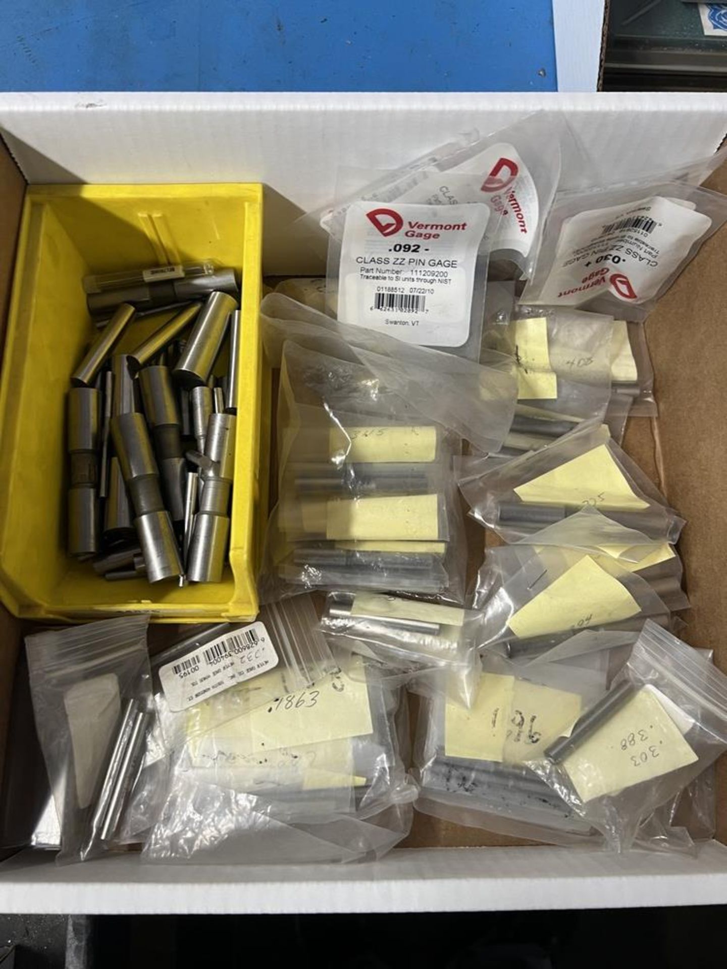 Box of Various Size Pin Gages (Loose) & Labeled