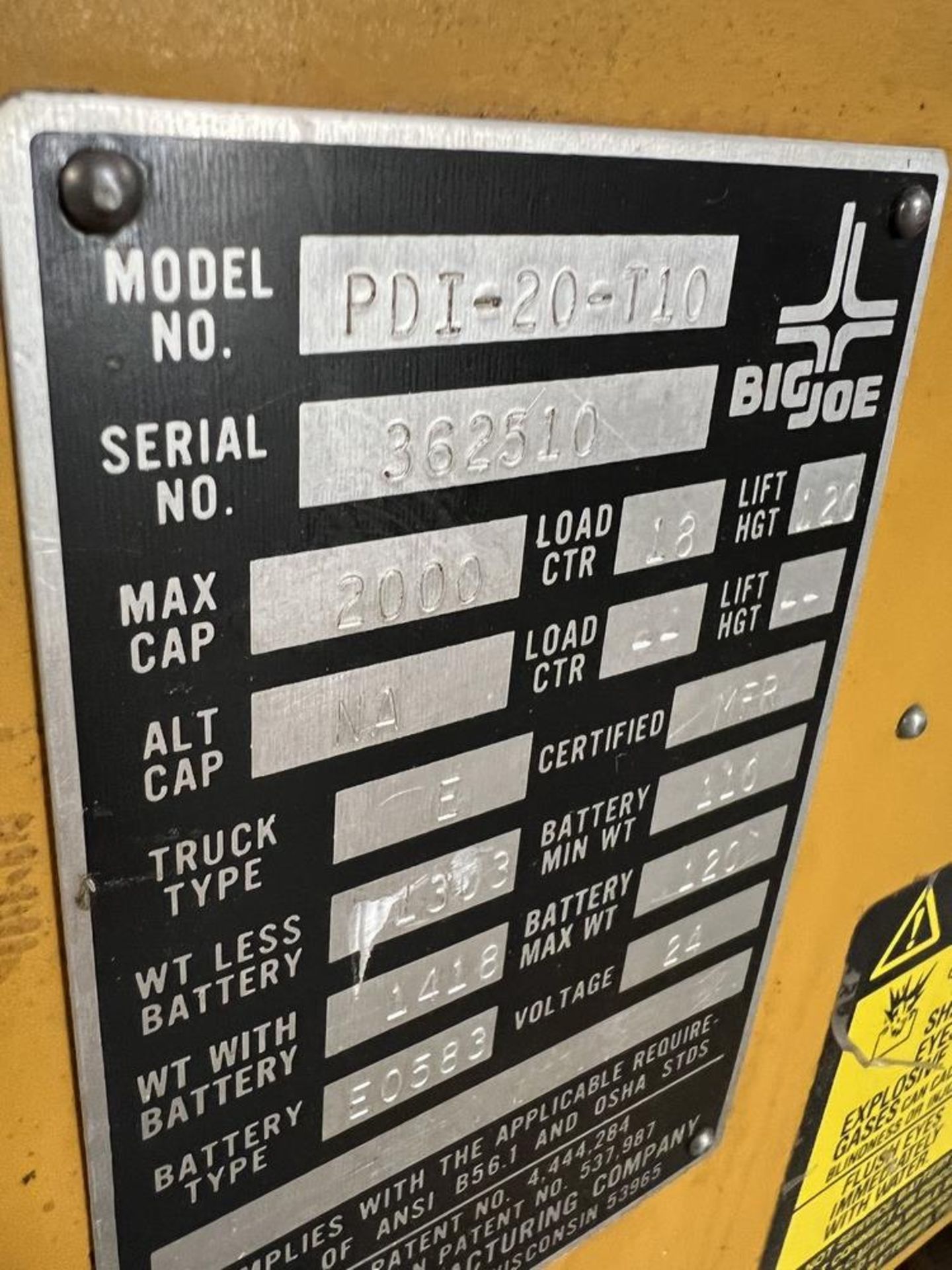 Big Joe PDI 20 Electric Pallet Jack, 2000 lb Capacity - Image 2 of 12