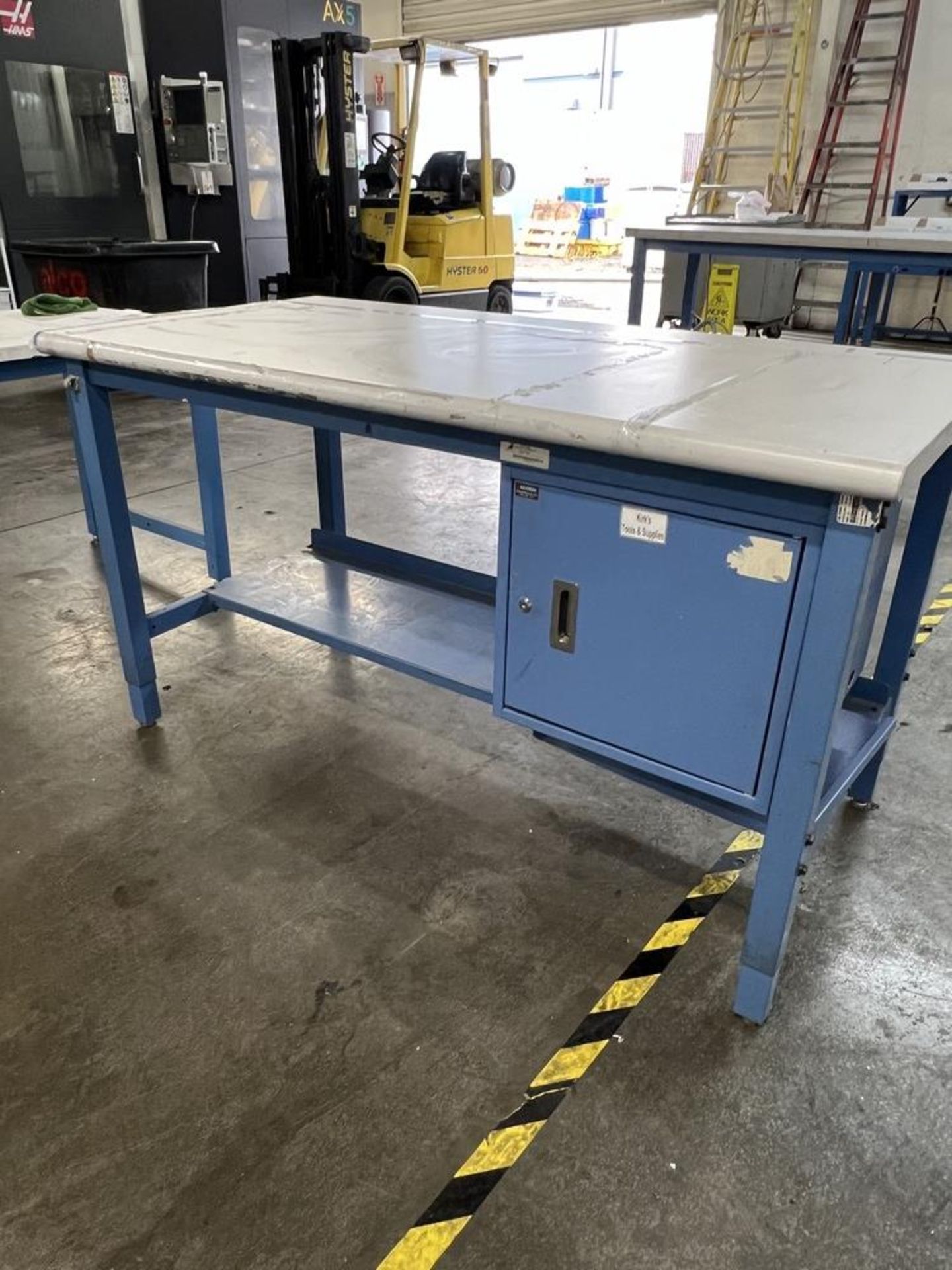 2 Tier Global Industrial Adjustable Work Table with Cabinet - Image 2 of 4