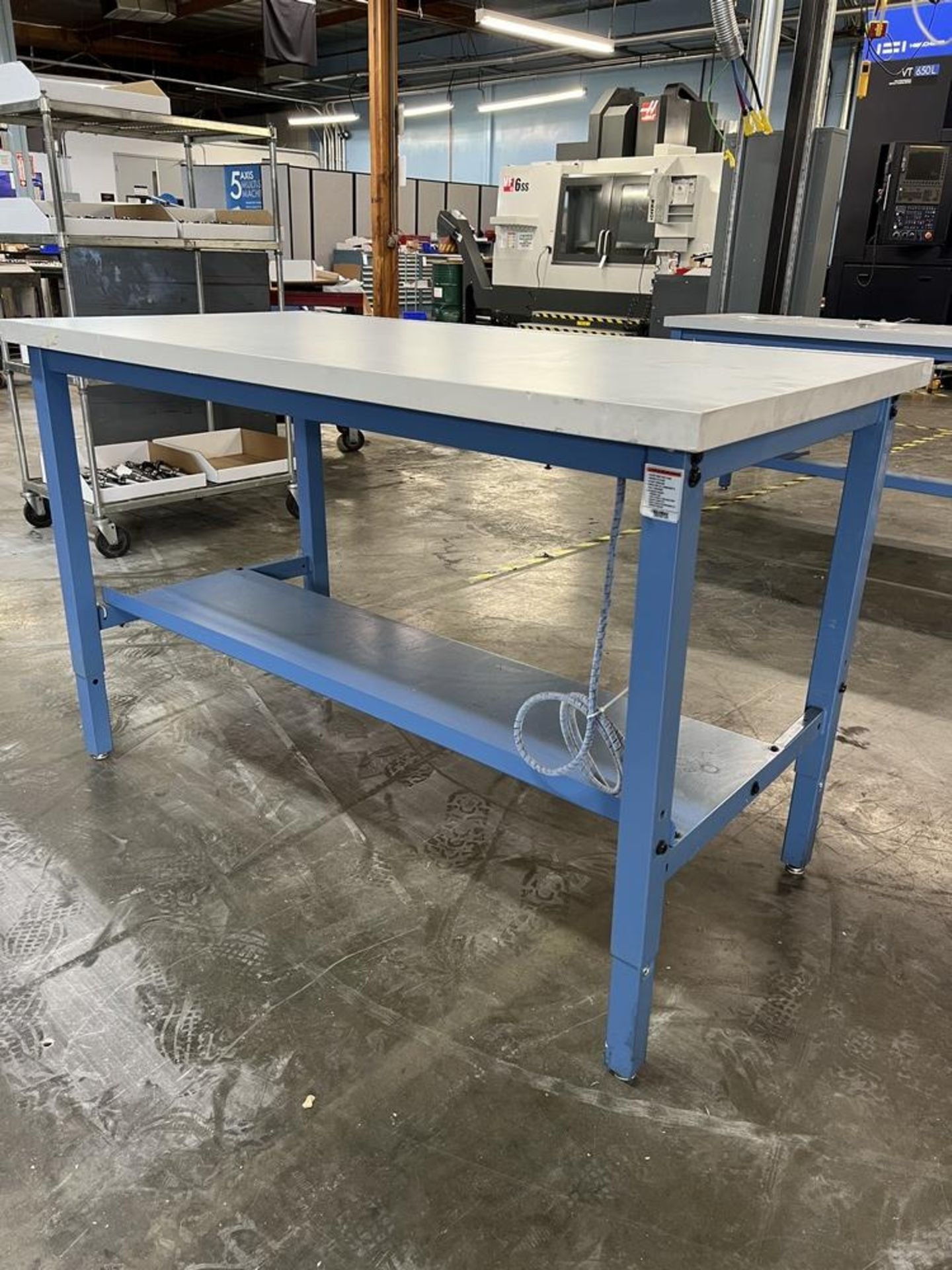 Global Industrial Adjustable Work Table With Power Strip 60" x 30" x 30" - Image 5 of 5