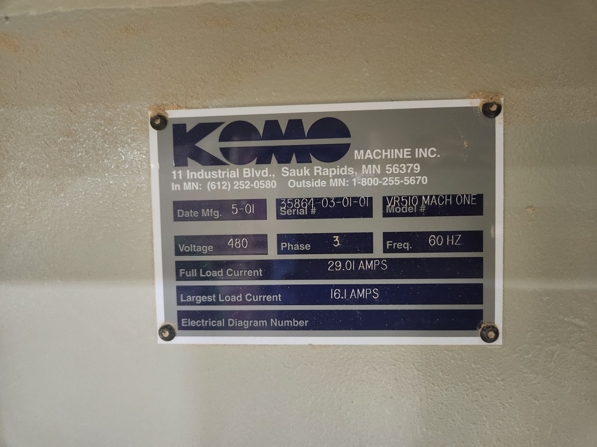 2001 Komo VR 510 Mach One, CNC Router - Image 12 of 12