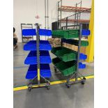 (2) Akro-Mils Stackable Storage Bin Cart With Bins