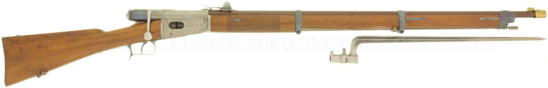 Repetiergewehr, Vetterli M 1871, V. Sauerbrey in Basel, aufgerüstet, Kal. 10.4mmRF