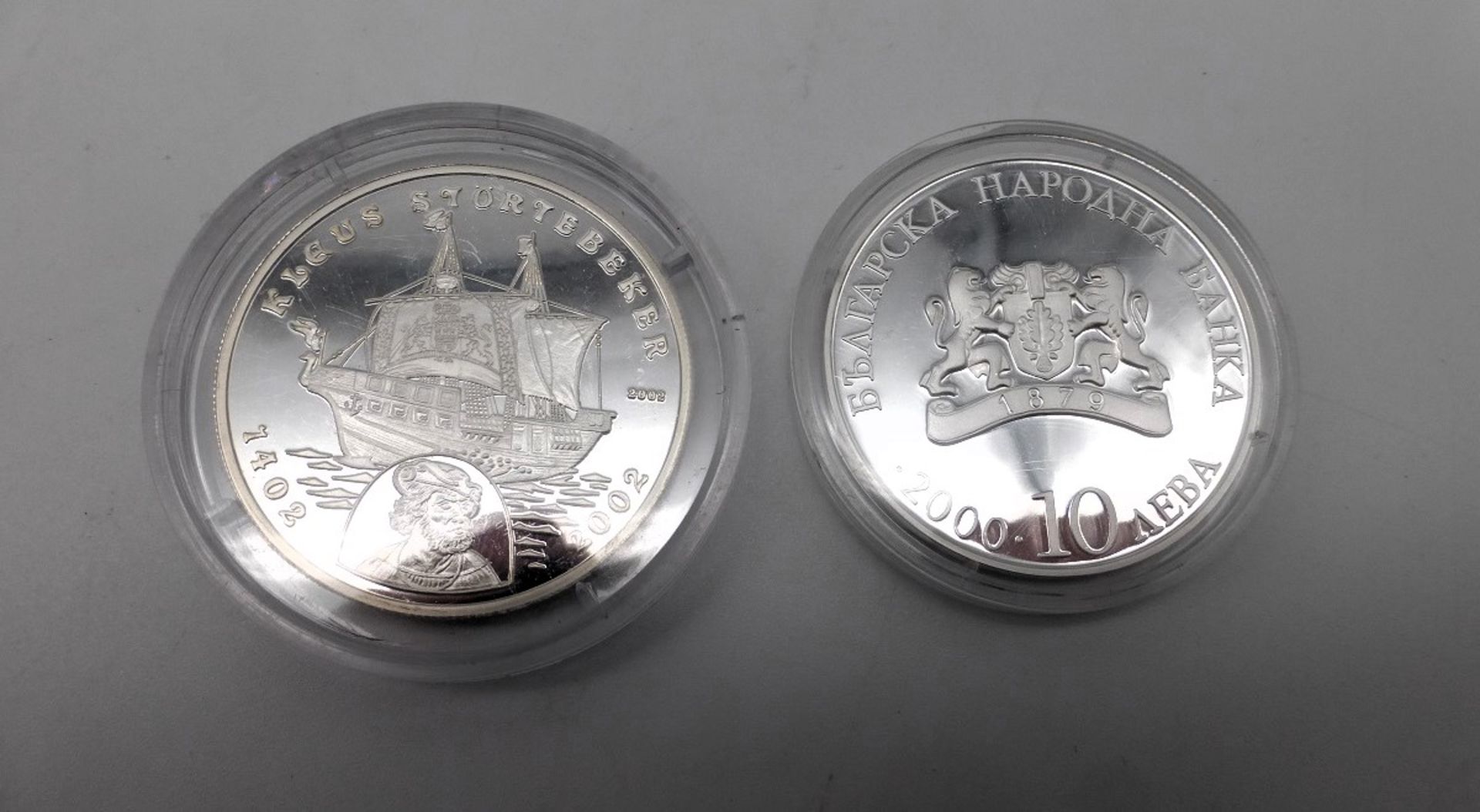 2 Silbermünzen Benin / Bulgarien