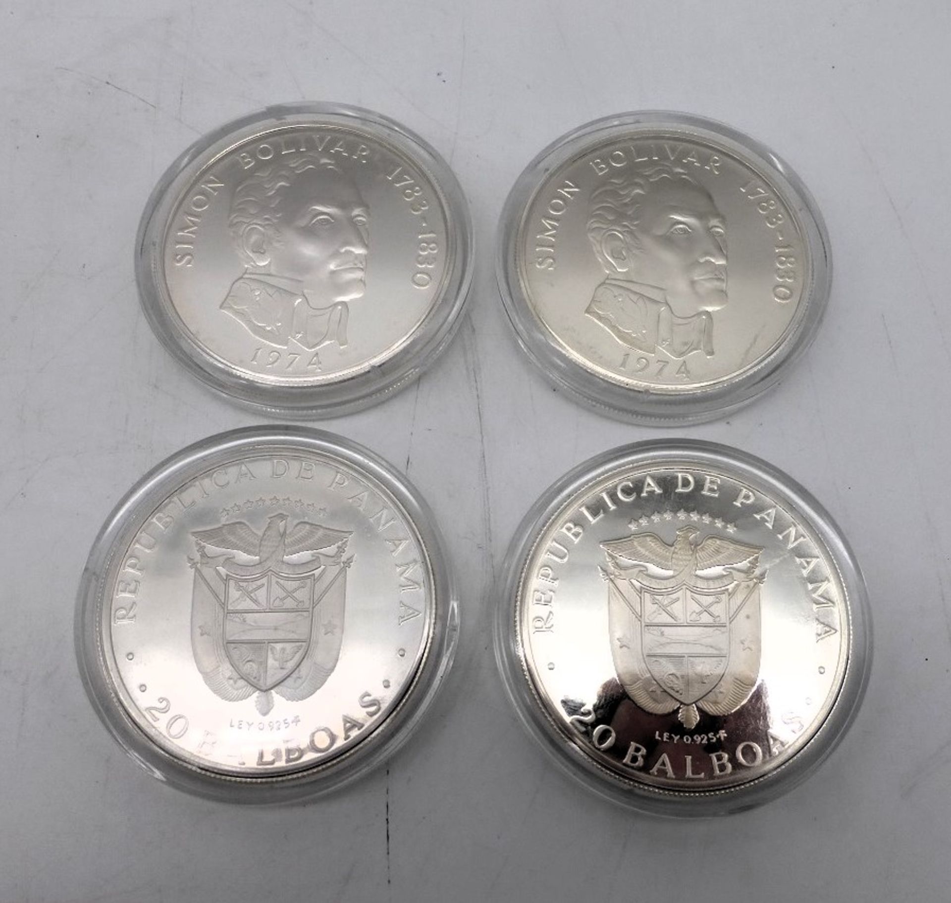 4 Silbermünzen Panama / Silber 925
