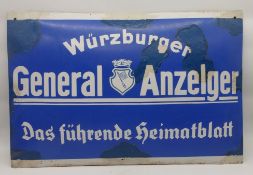 Altes Reklameschild "Würzburger Generalanzeiger"