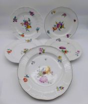 5 Barocke Teller / Meissen Schwertermarke