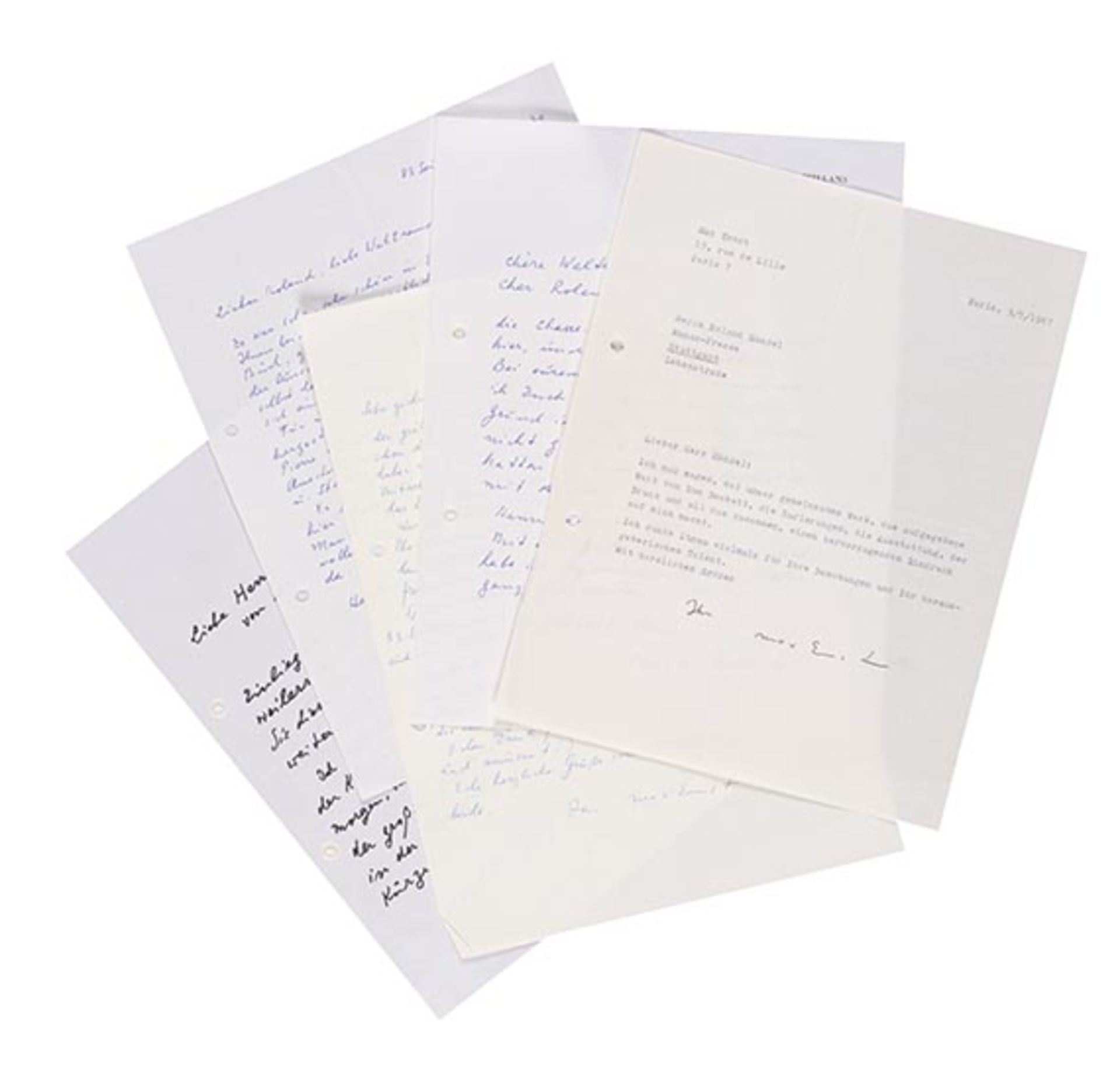 Max Ernst 6 eigenhändige Briefe m. U. und 1 masch. Brief mit Unterschrift. Seillans 1967-71.