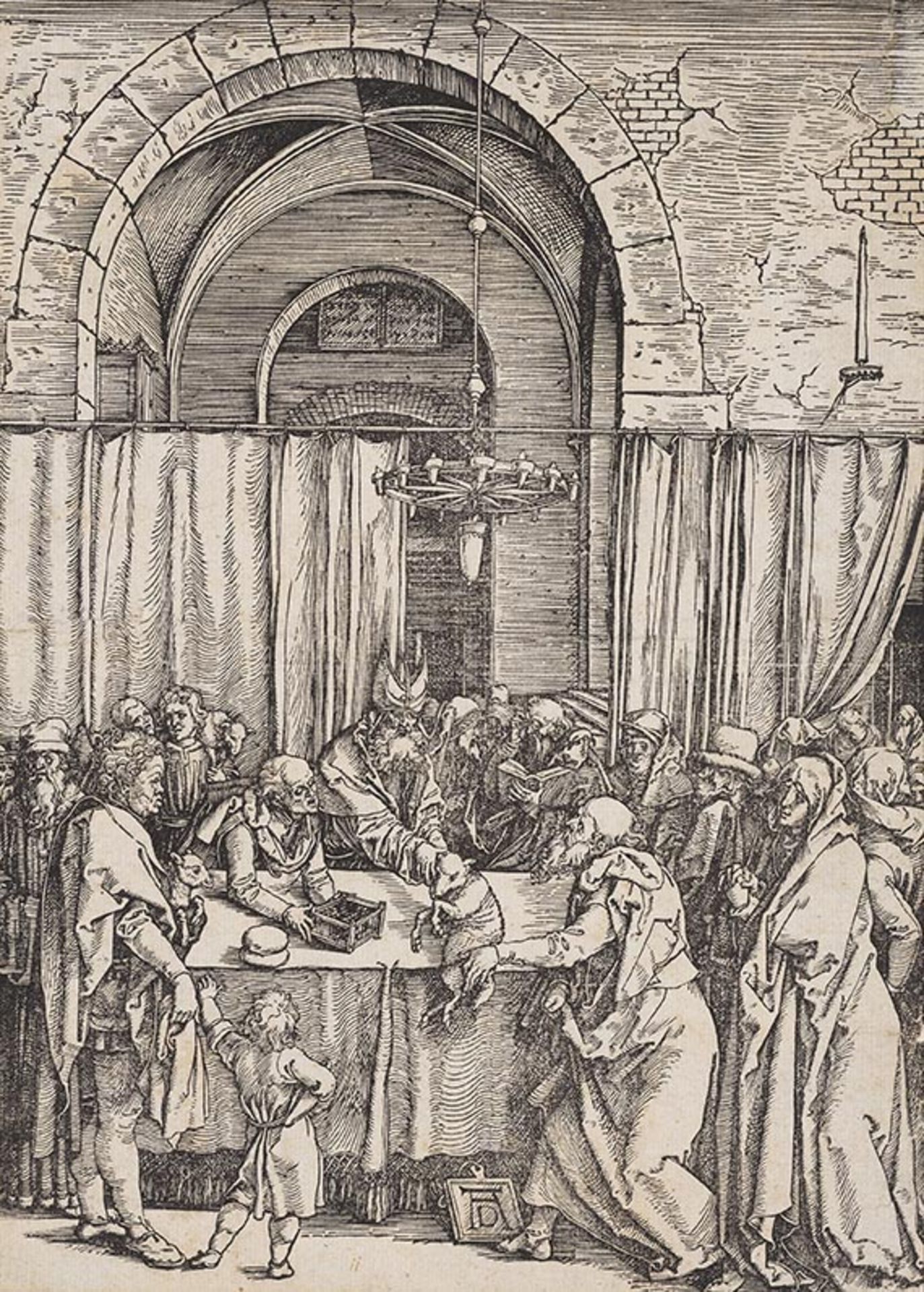Albrecht Dürer, Joachims Opfer vom Hohenpriester zurückgewiesen. Orig.-Holzschnitt.