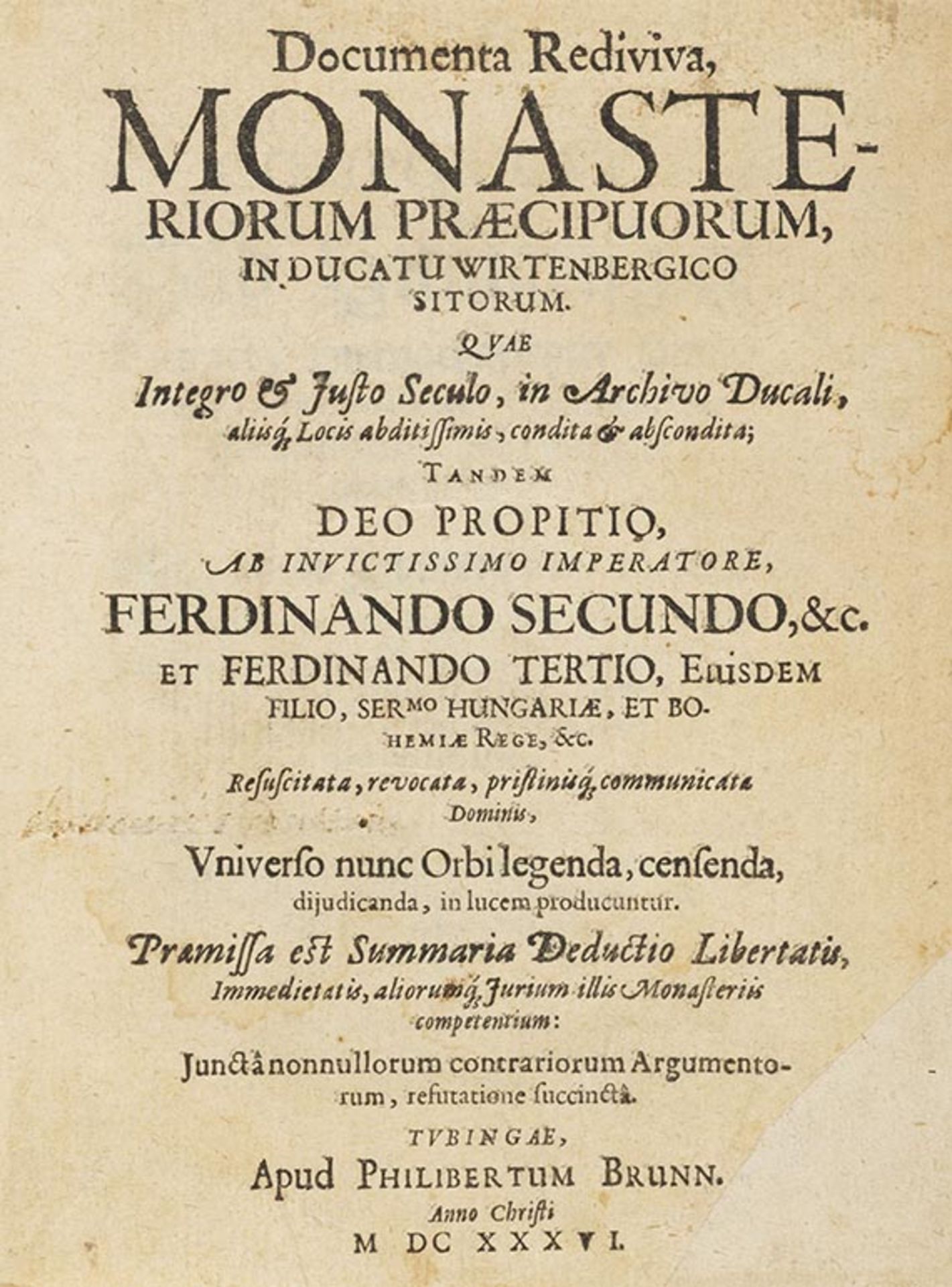Christoph Besold, Documenta Rediviva, Monasteriorum Praecipuorum. Tübingen.
