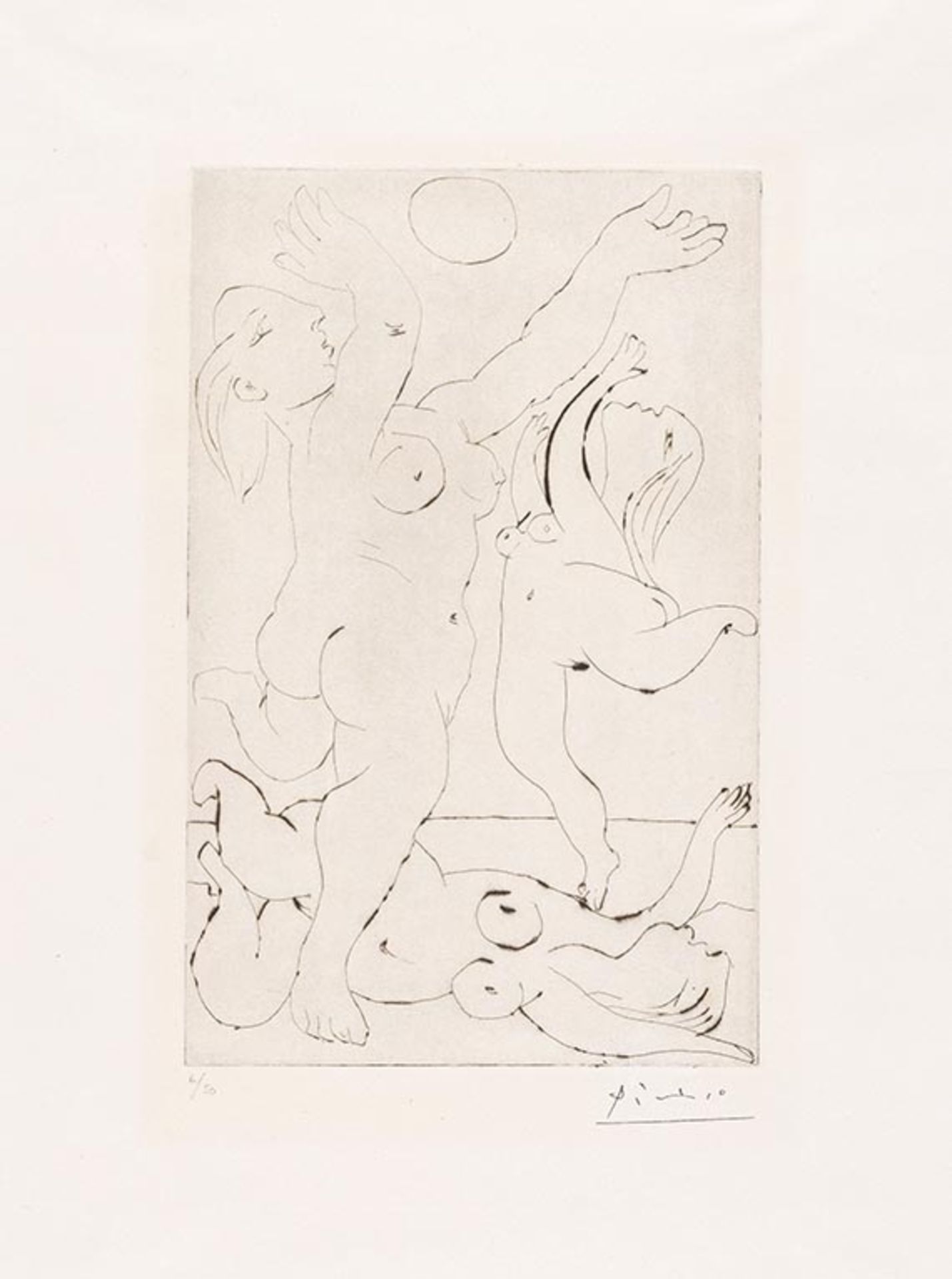 Pablo Picasso, Jeu sur la plage. Orig.-Radierung, numeriert und mit Stempel-Signatur. 1933-1961.