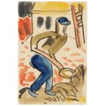 Karl Schmidt-Rottluff, Orig.-Aquarell auf Postkarte. Oben links monogrammiert.