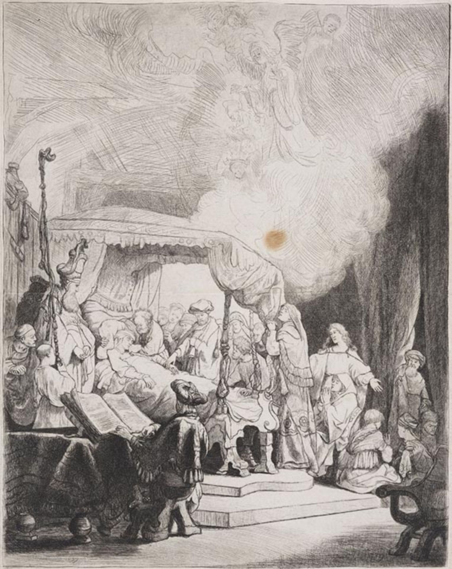 Rembrandt van Rijn, Der Tod der Jungfrau Maria. Orig.-Radierung.
