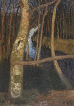 Otto Modersohn 1865 Soest - 1943 Fischerhude Birken am Moorgraben. 1904. Öl auf Malpappe. Links