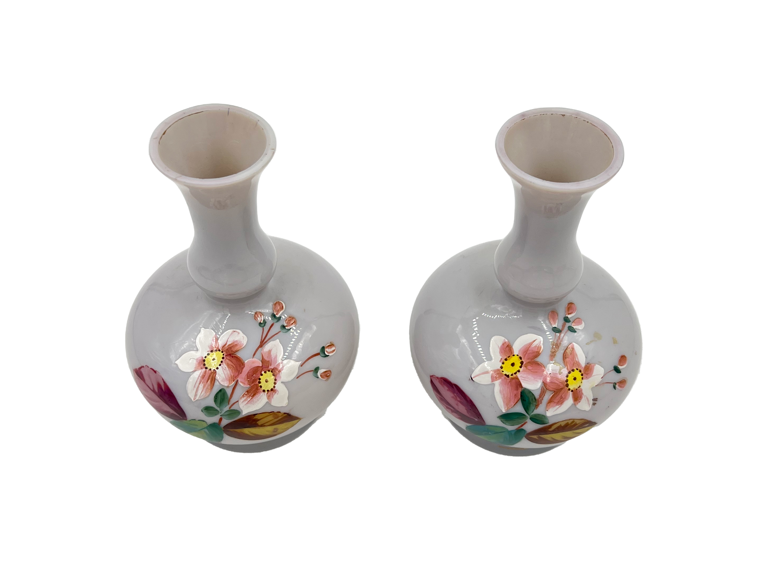 PAIR OF OPALINE GLASS VASES - Image 2 of 2