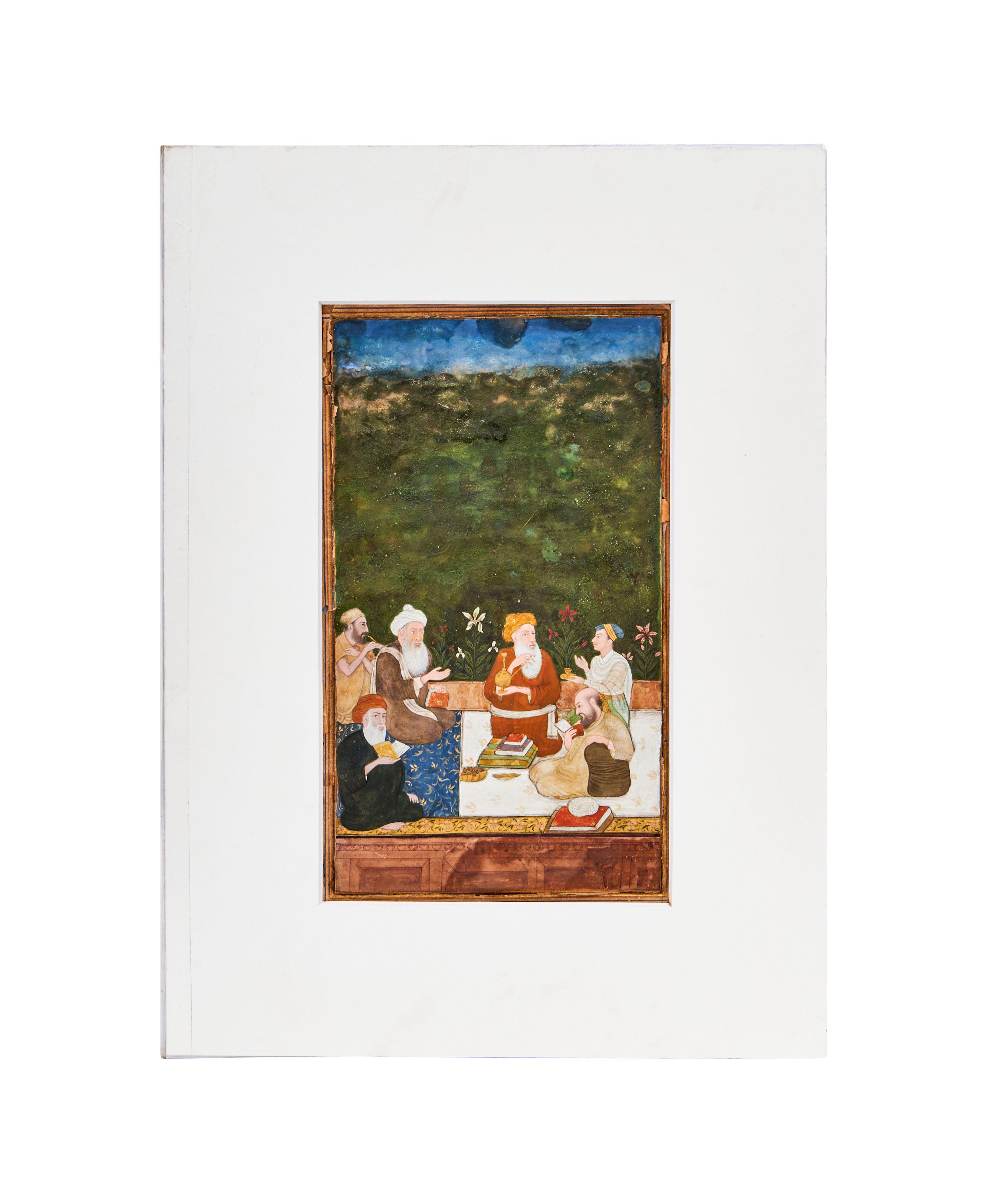 Indian Miniature Depicting Sheiks & Attendents, Mughal, India,18th Century, - Image 2 of 4