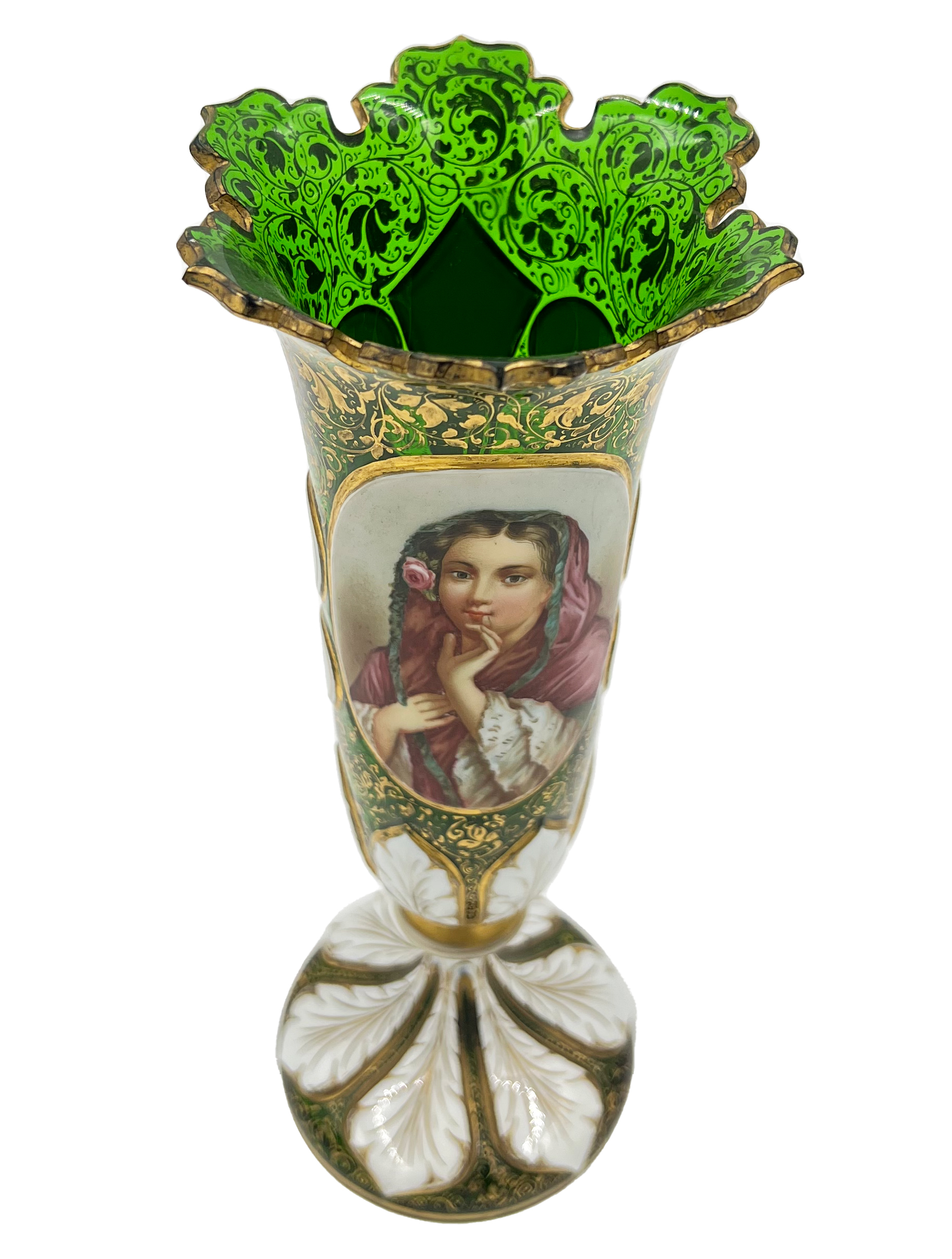 19TH CENTURY BOHEMIAN GLASS VASE WITH GOLD GILDING - Image 3 of 3