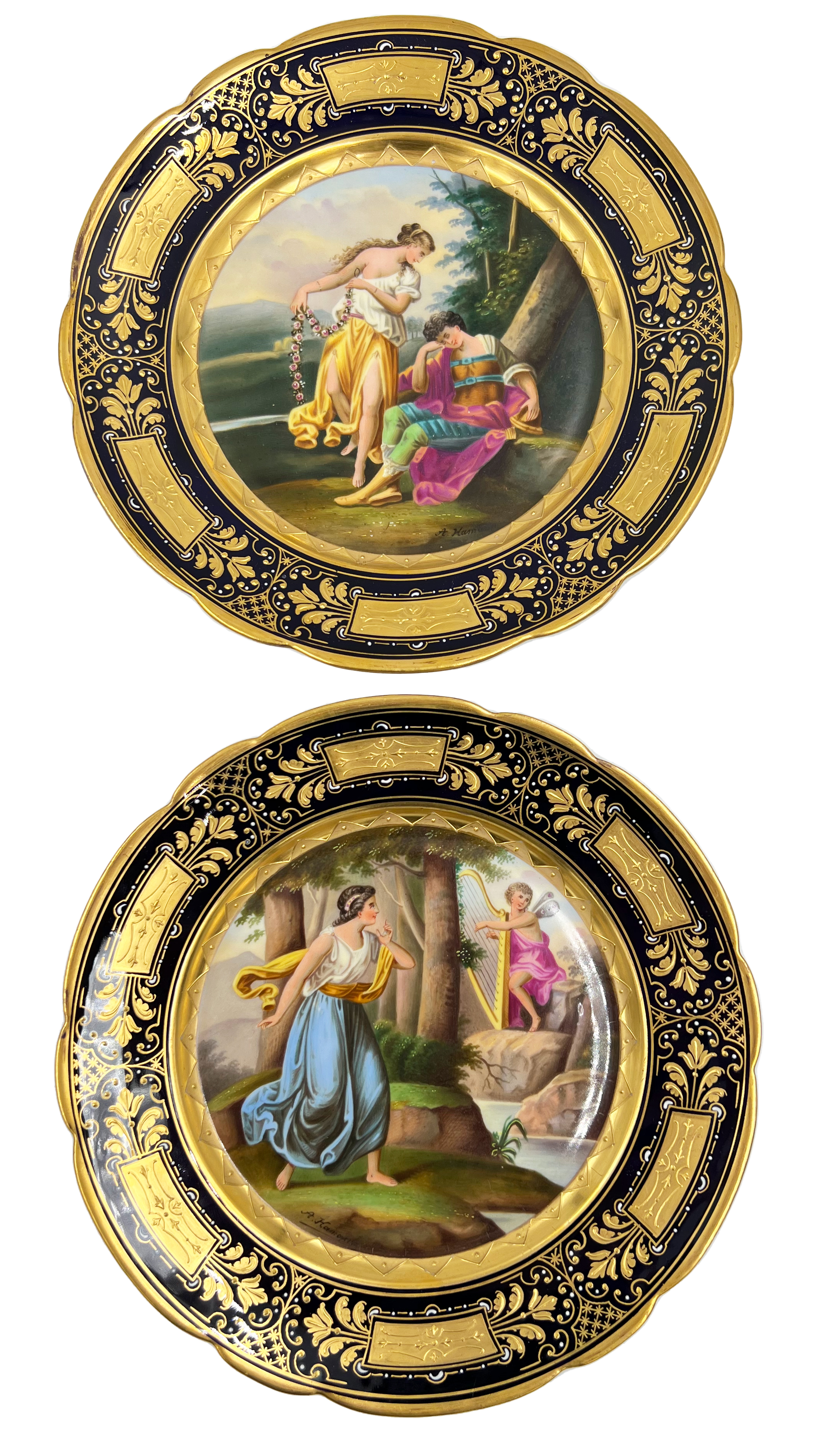 SET OF SIX SIGNED AND HAND PAINTED VIENNA PORCELAIN PLATES - Image 6 of 8