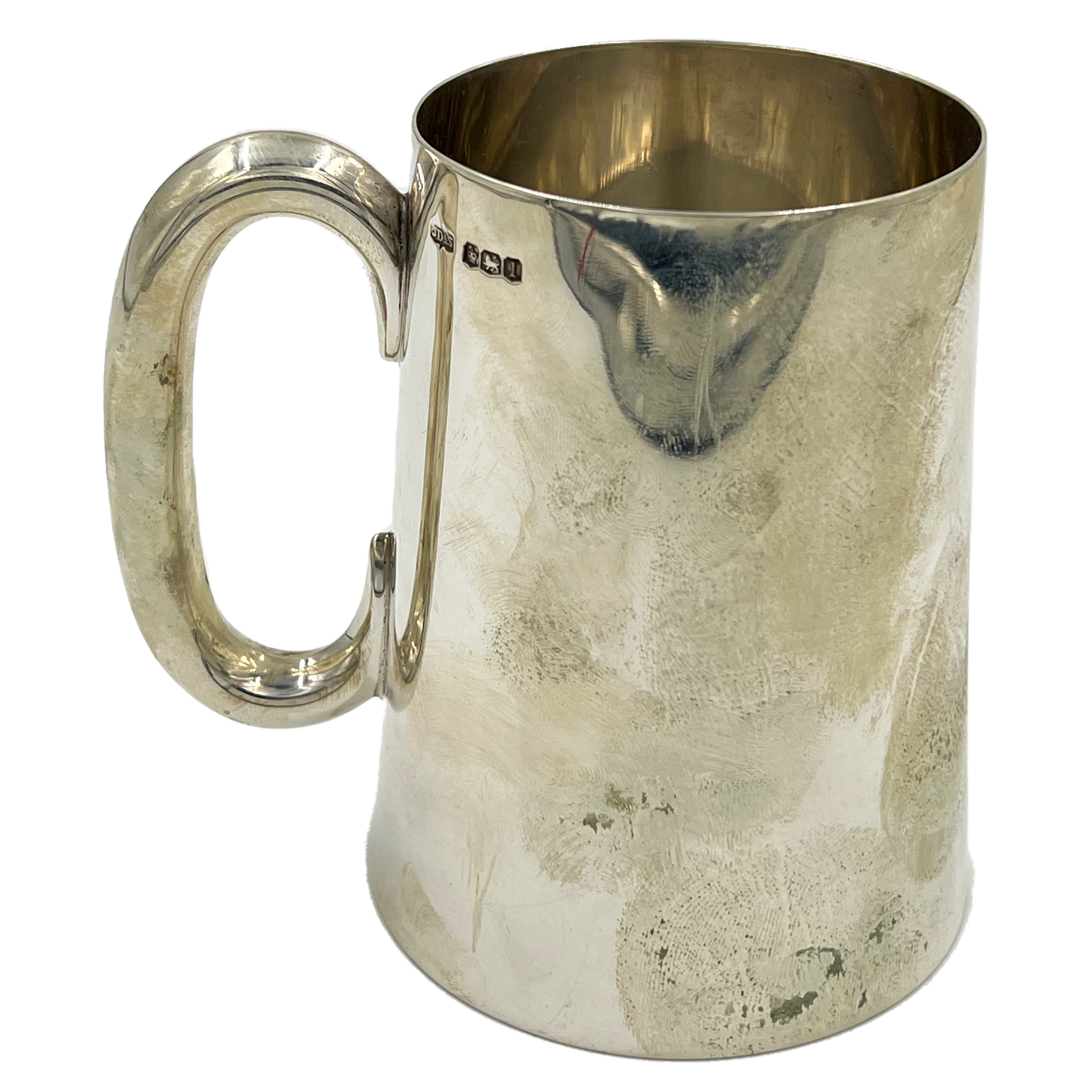 A GOOD SIZE SILVER TANKARD OF PLAIN AND TAPERING FORM, JAMES DIXONT & SONS, 1928