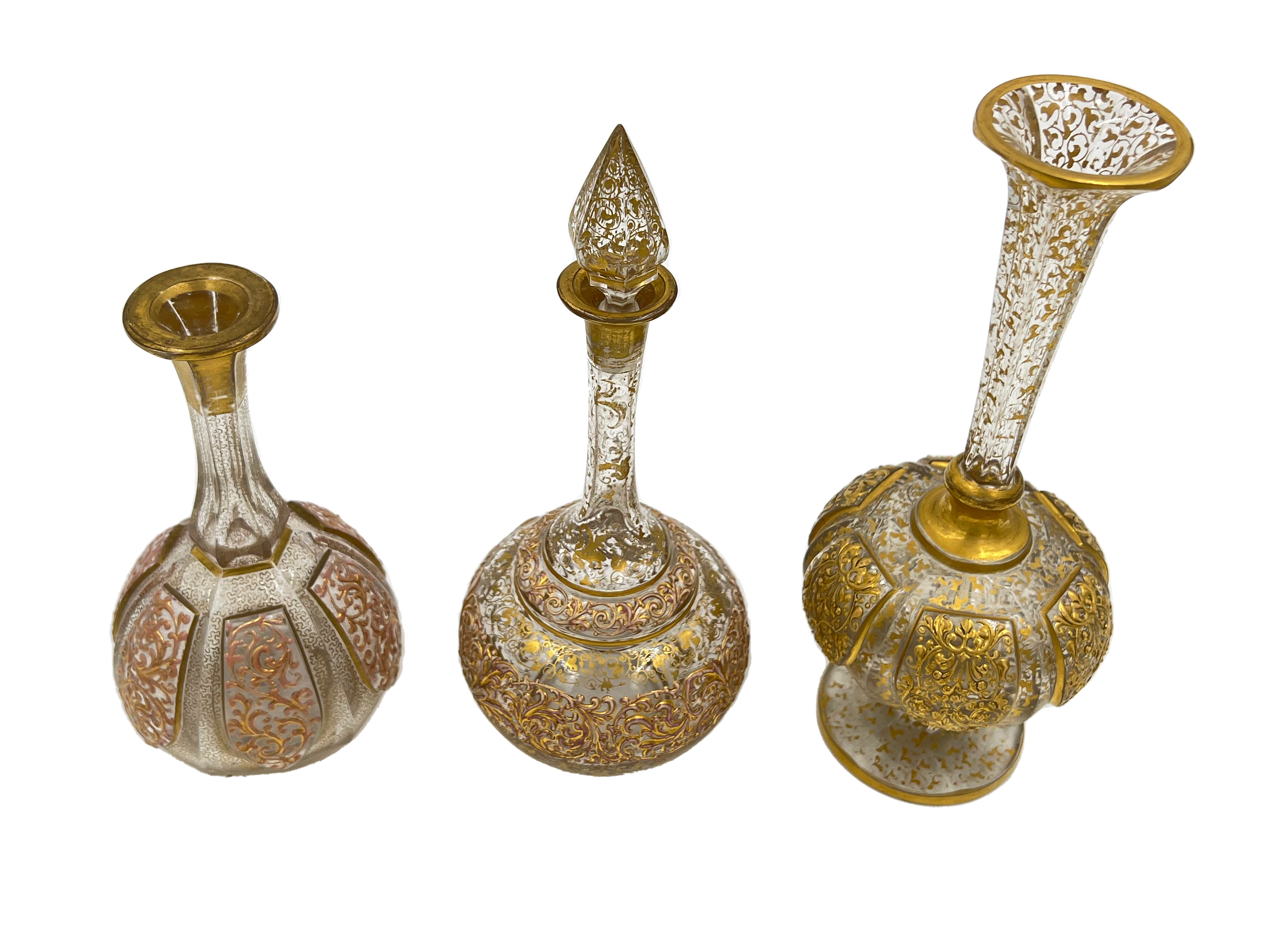 SET OF BOHEMIAN GLASS VASES AND BOTTLE - Image 2 of 2