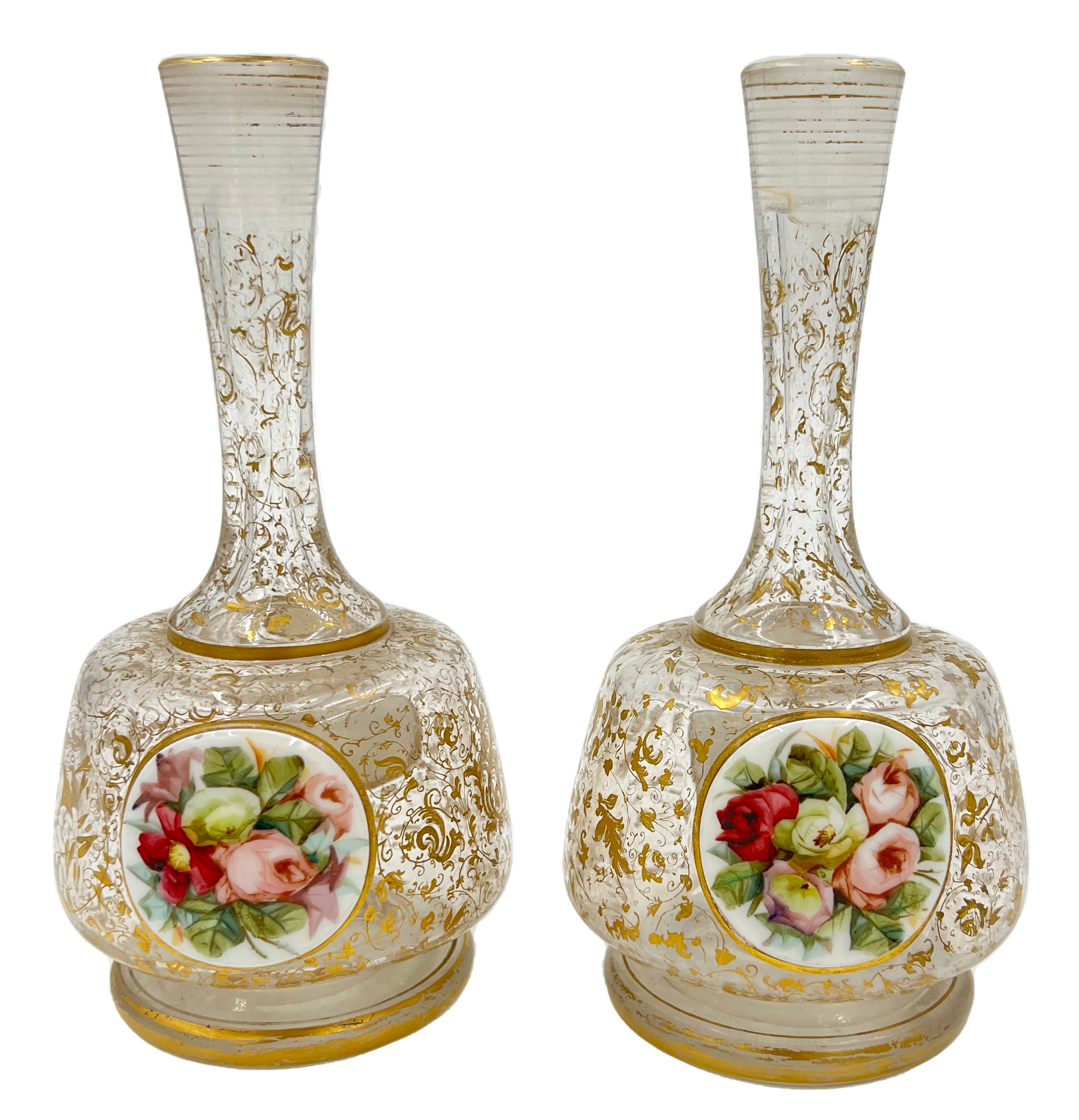 PAIR OF 19TH CENTURY CLEAR BOHEMIAN GLASS VASES - Image 3 of 3
