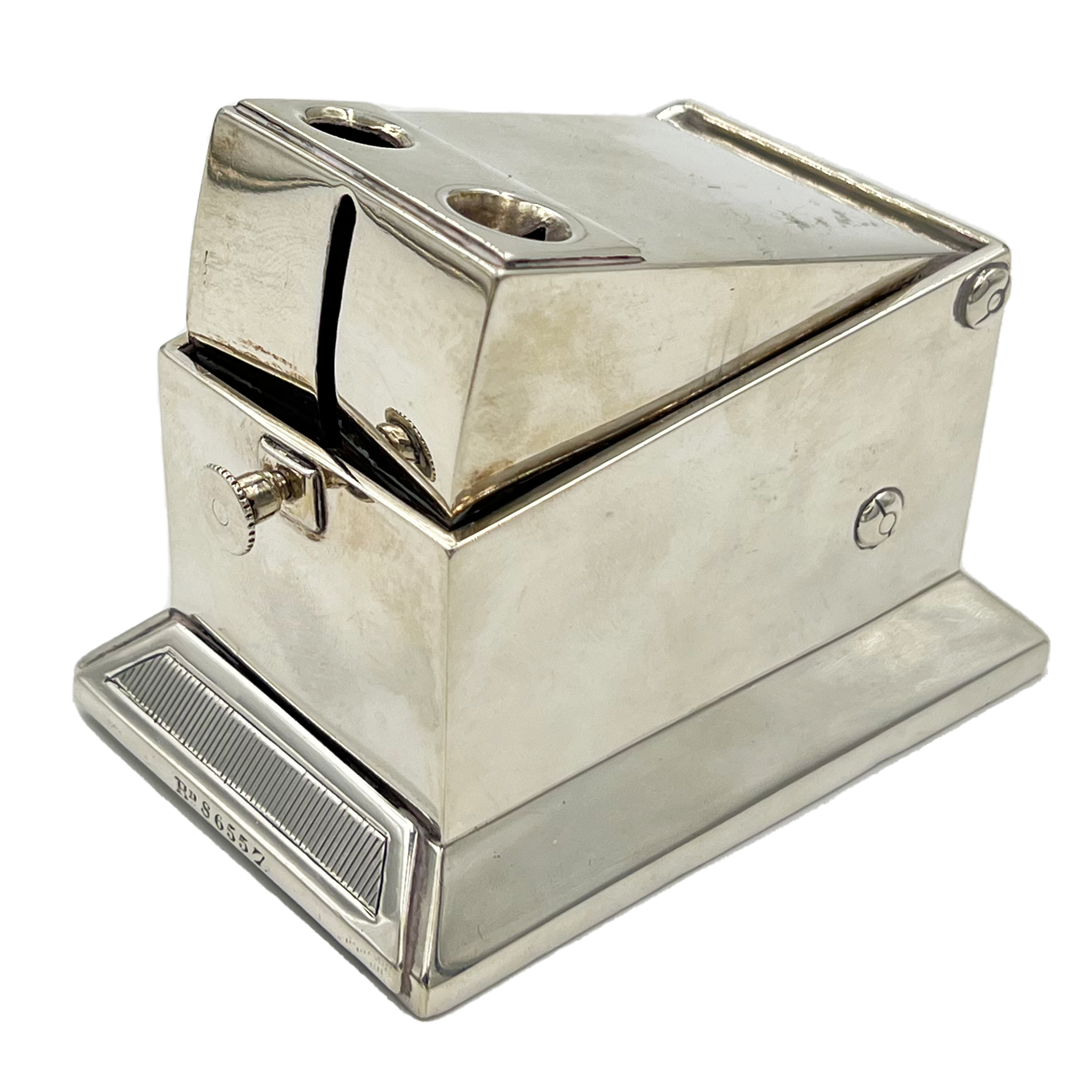 AN UNUSUAL SILVER CIGAR CUTTER AND VESTA CASE, LONDON, CIRCA 1880