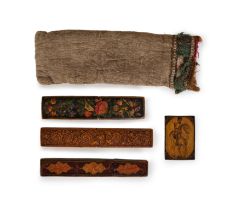 COLLECTION OF QAJAR LACQUERED PAPIER-MÂCHÉ PENCASE (QALAMDAN), 19TH CENTURY