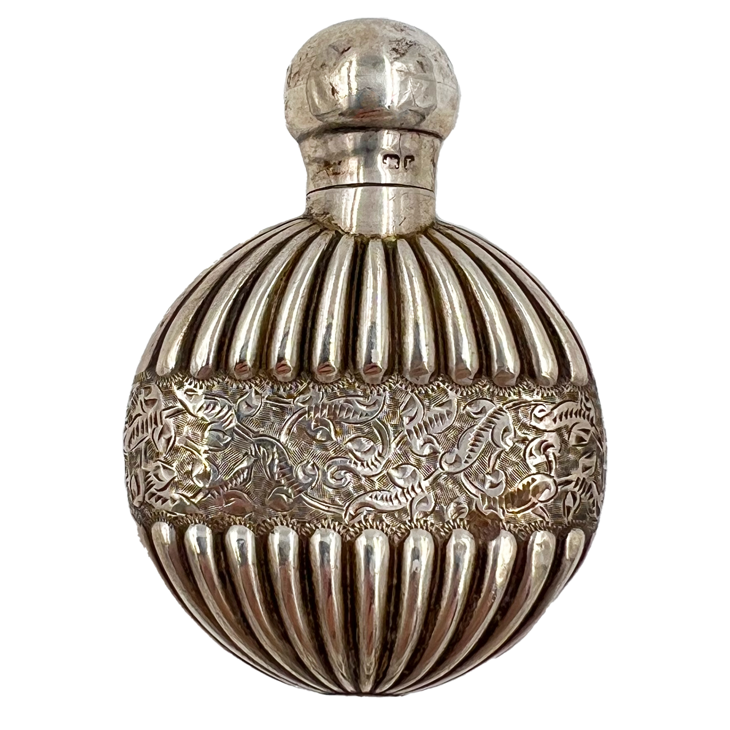 A SILVER PERFUME BOTTLE OF FLUTED DESIGN, CHESTER, SANDERS & SHEPARD, 1894 - Image 2 of 3