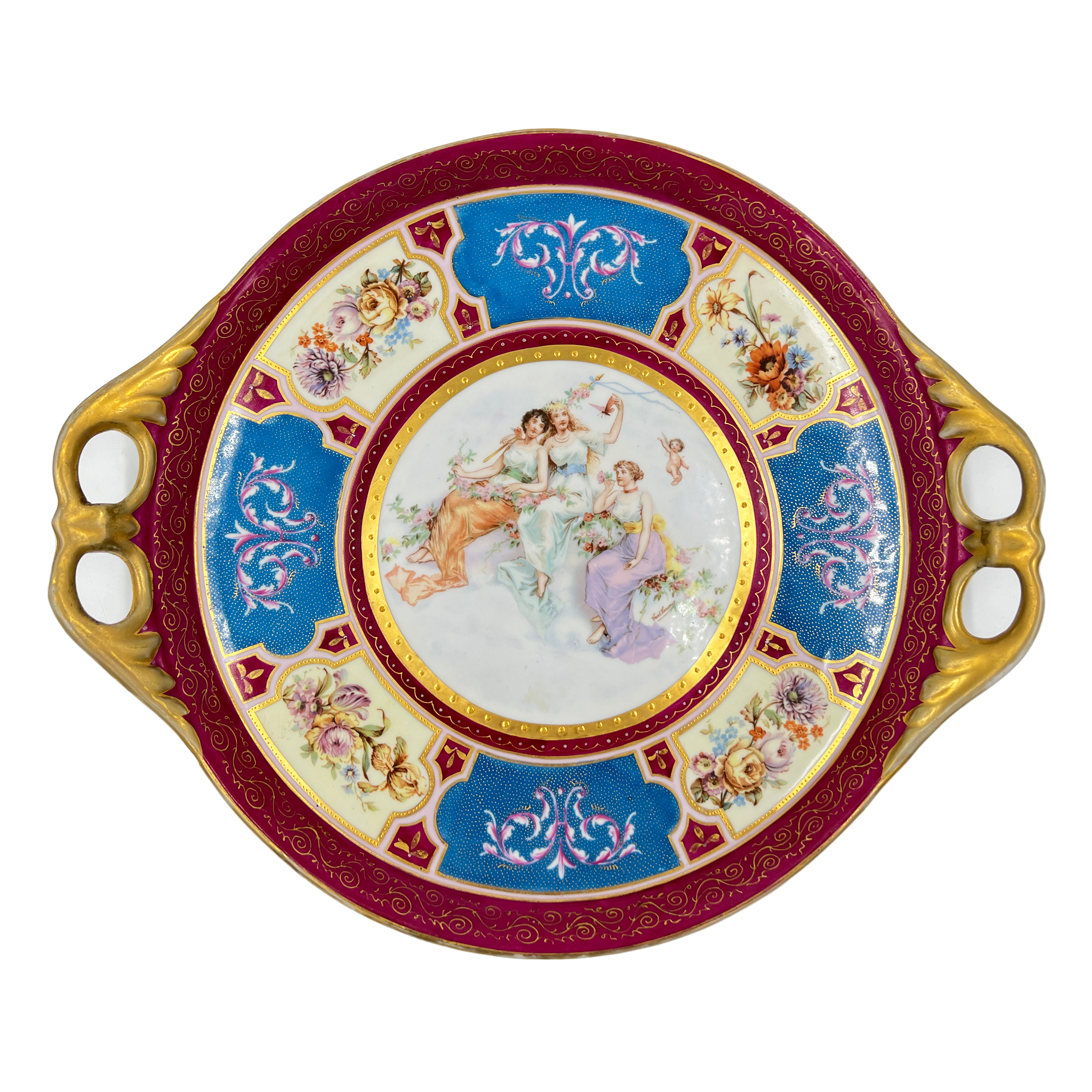 HAND PAINTED AND SIGNED AUSTRIAN PORCELAIN TRAY