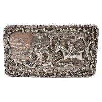 A LARGE SOLID SILVER SNUFF BOX WITH OUTSTANDING DECORATION, BIRMINGHAM, TAYLOR & PERY, 1830