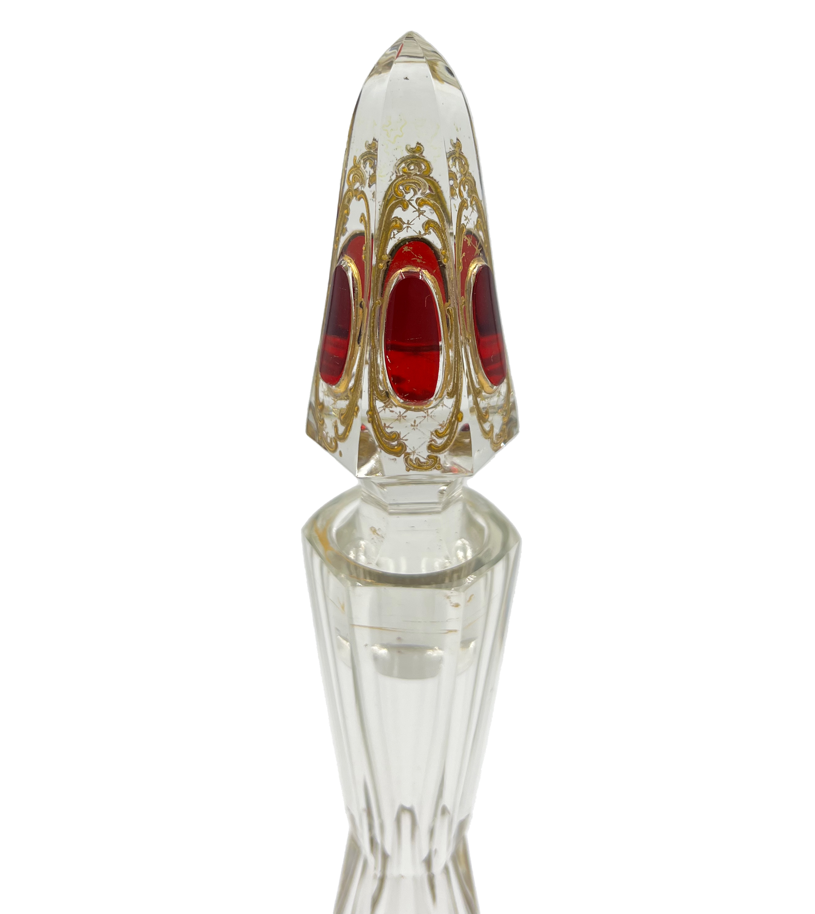 BOHEMIAN GLASS RUBY RED MOSER GLASS BOTTLE WITH LID - Image 2 of 3