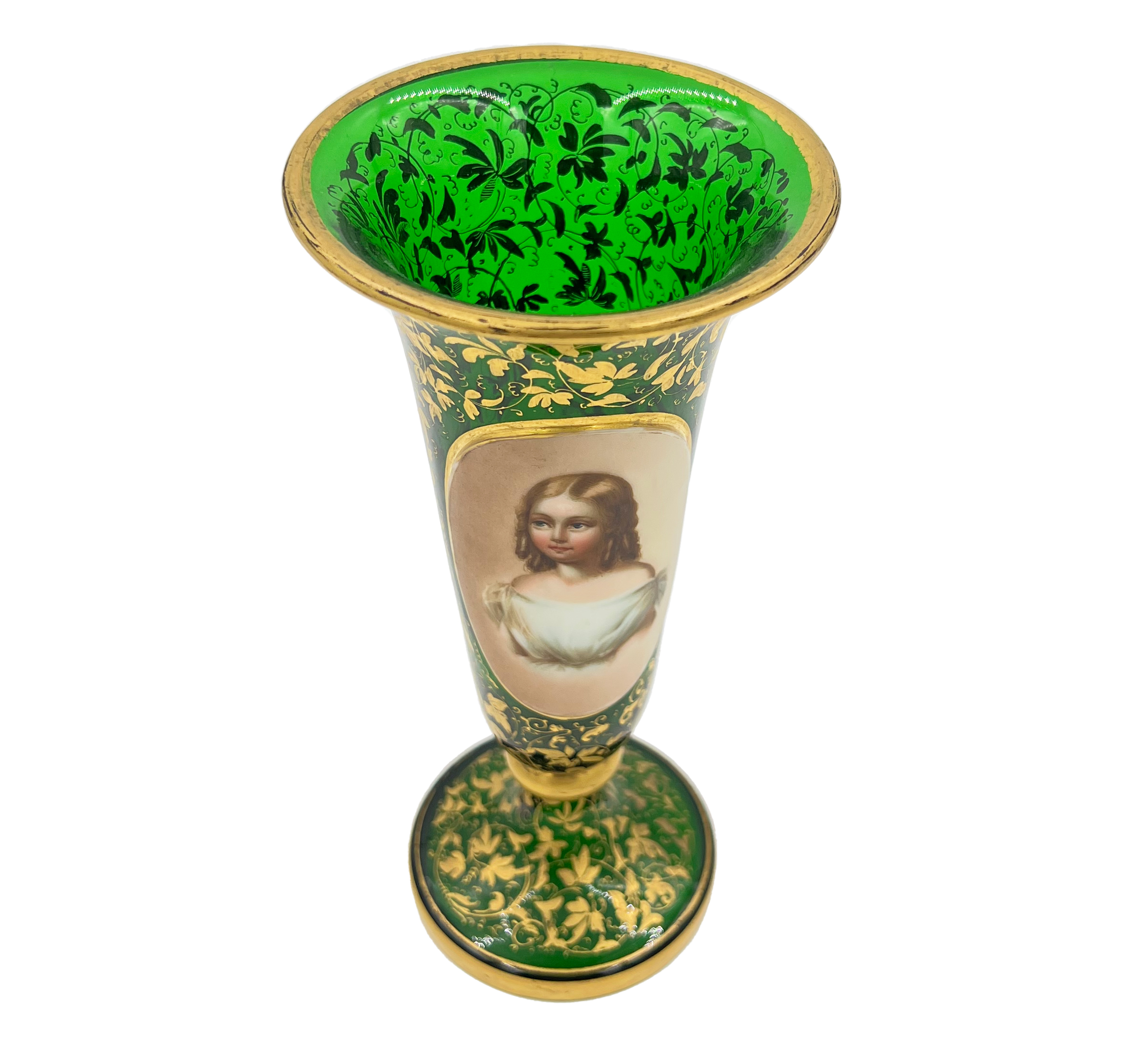 19TH CENTURY BOHEMIAN GLASS VASE WITH PORCELAIN PLAQUE - Image 3 of 3