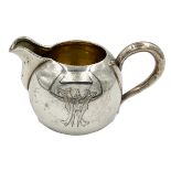 A SMALL RUSSIAN SILVER MILK/CREAM JUG, 1887 (CYRILLIC JO)