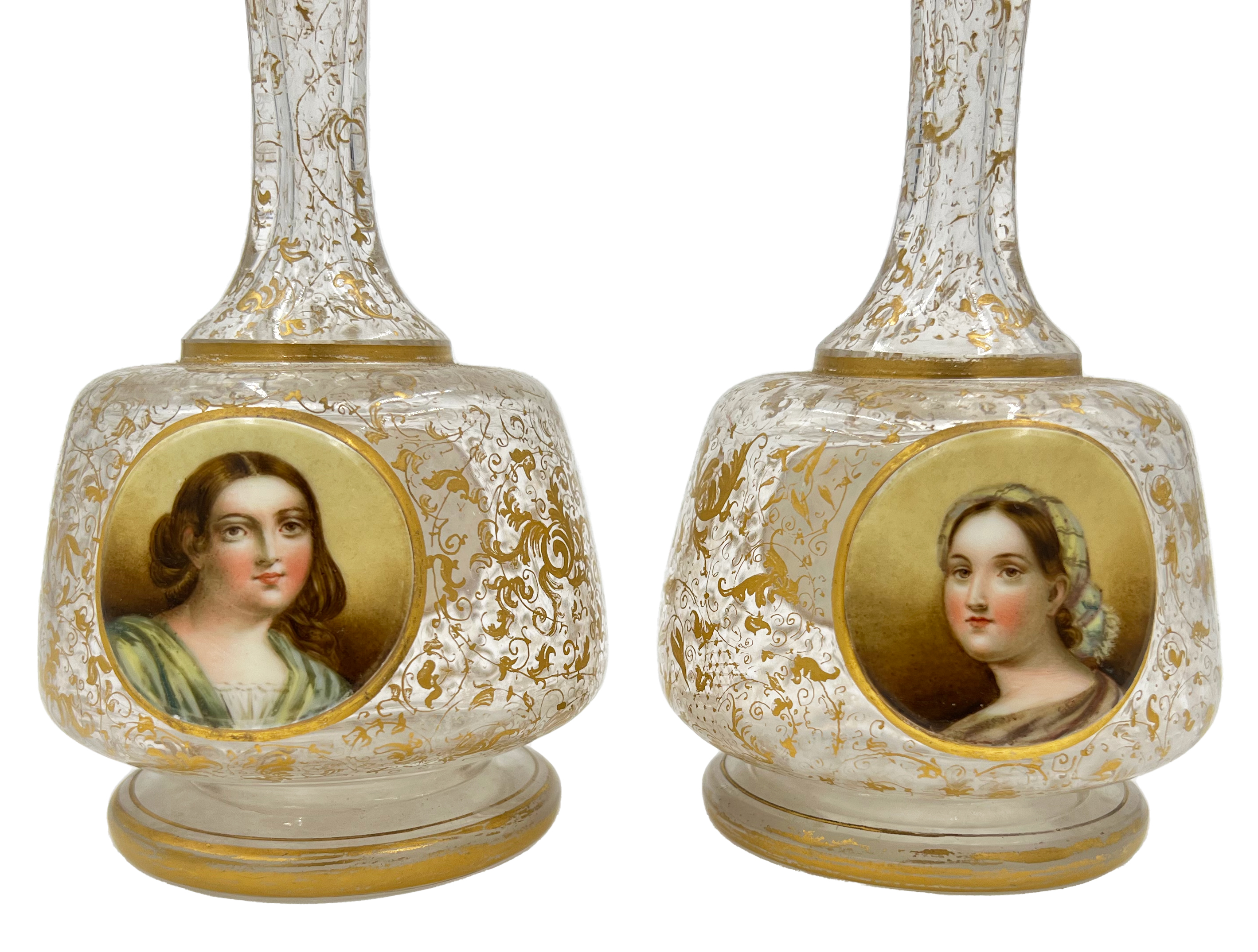 PAIR OF 19TH CENTURY CLEAR BOHEMIAN GLASS VASES - Image 2 of 3