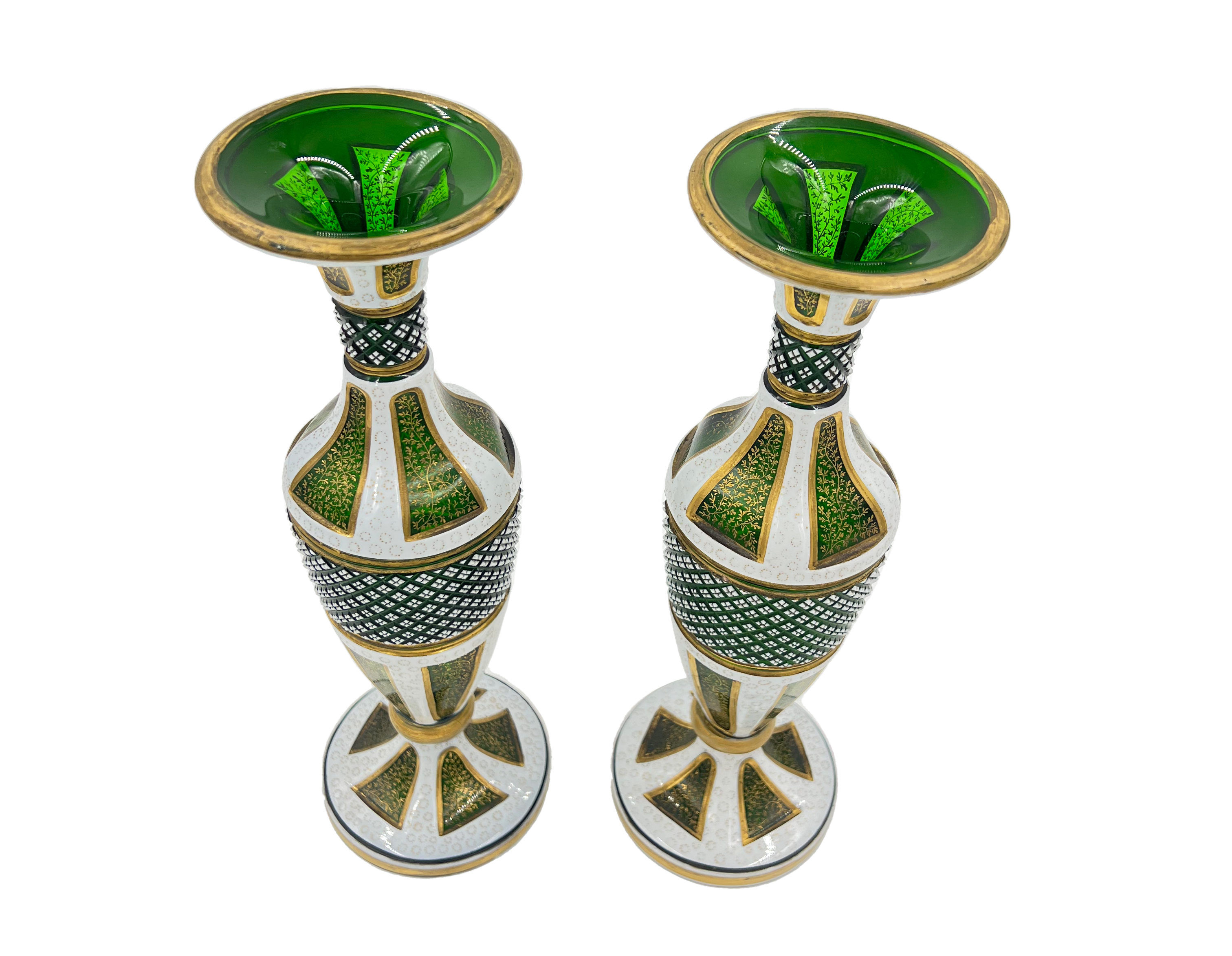 PAIR OF BOHEMIAN GLASS VASES, LATE 19TH CENTURY - Image 2 of 2